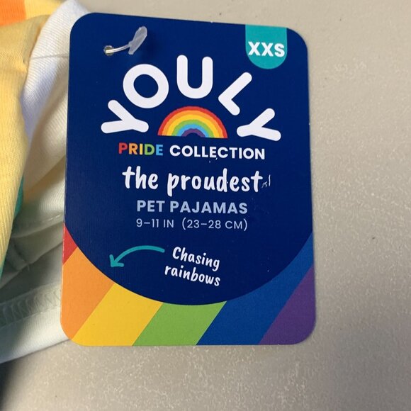 Youly Pride Collection XXS Pet Dog Pajamas Rainbow Print 9-11 In. The Proudest - Picture 3 of 4